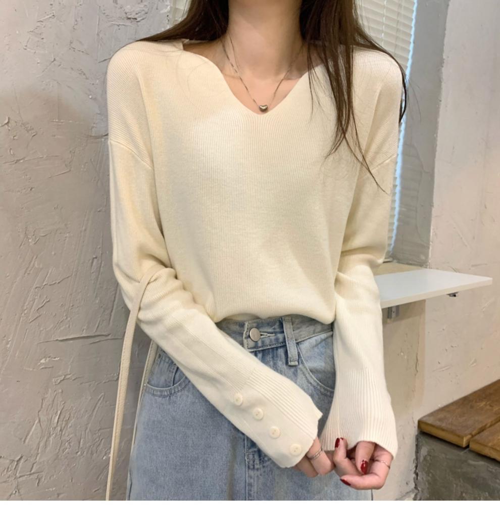 Stella Fashion Korean Style Loose Knit Sweater for Women Relaxed Fit Versatile Outerwear/Layering Top