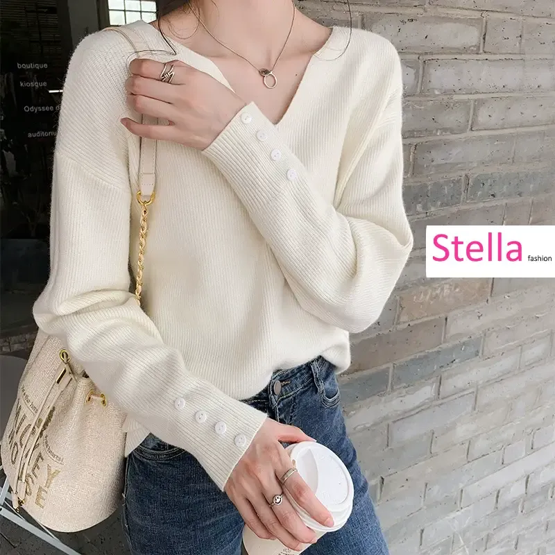 Stella Fashion Korean Style Loose Knit Sweater for Women Relaxed Fit Versatile Outerwear/Layering Top-Stella's Fashion
