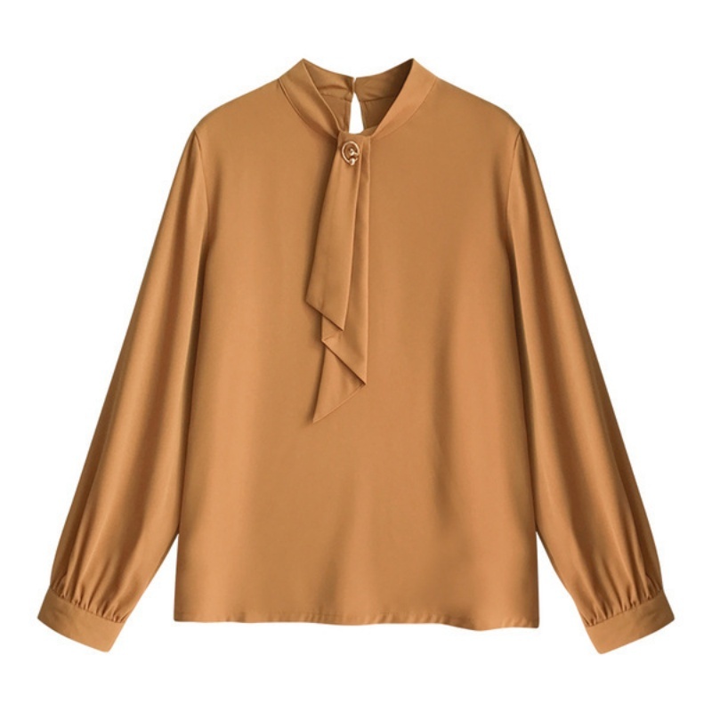 Stella Fashion Korean Version Women's Chiffon Blouse Solid Color Shirt Loose Long Sleeve Office Wear-Stella's Fashion