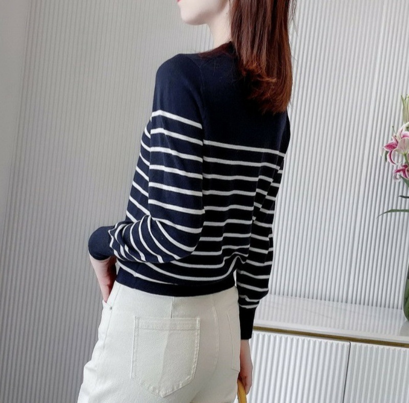 Stella Fashion Women’s Slim Fit Patchwork Pullover Top Long Sleeve Round Neck Urban Style – Black/White