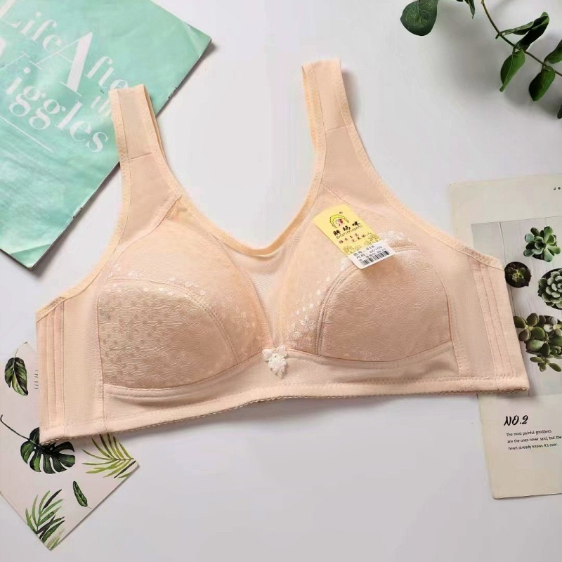 Stella Fashion Middle-aged and elderly bras Cotton underwear No steel ring Large size bras Summer thin section Rear buckle mother underwear
