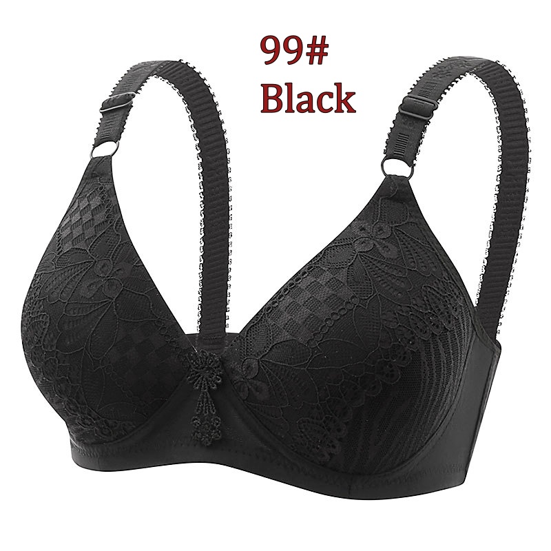 Middle-aged And Elderly underwear Women's Thin Bra Without Steel Ring Lace Bra Adjustable Large Size Bra 36-42 C Bra