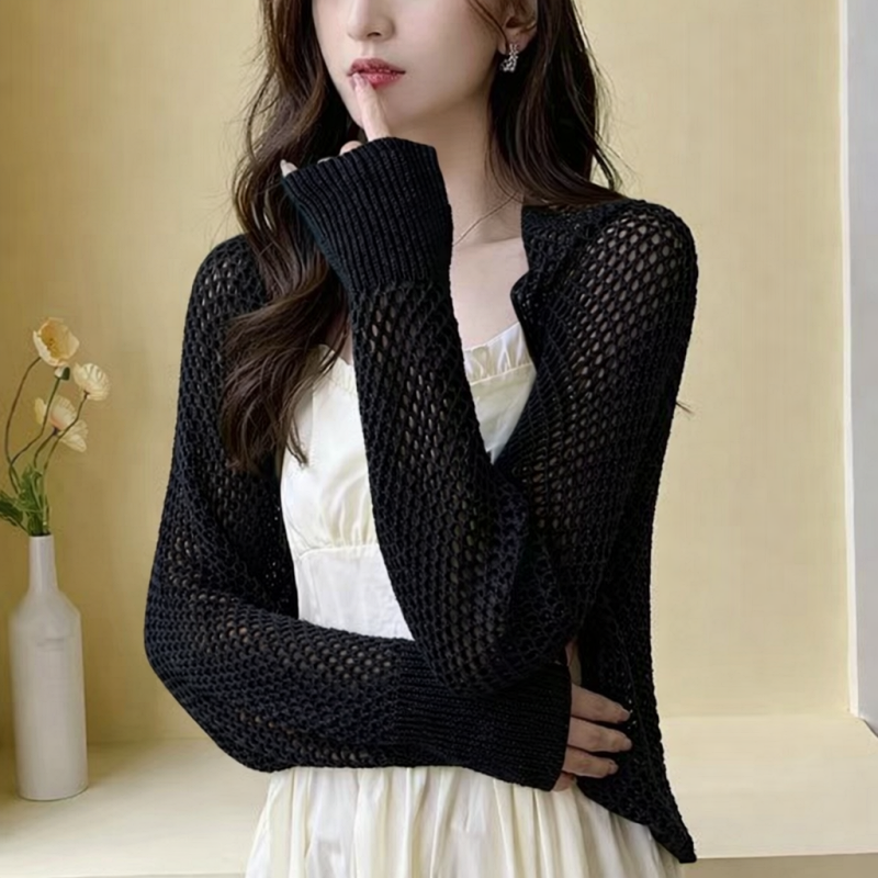 Stella Fashion Women Knitted Cardigan Long Sleeve Cardigan Thin Sun Pr
