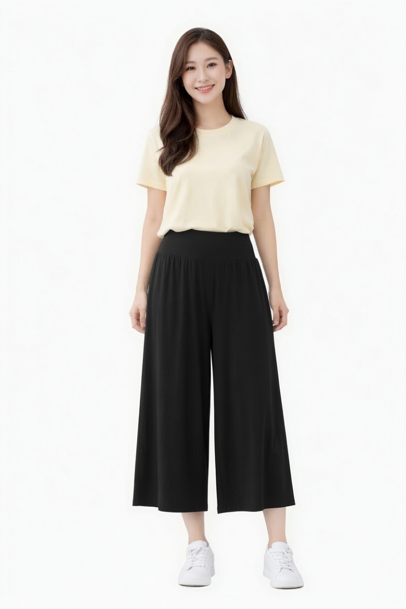 Stella Fashion women High Waist Wide-leg Straight Pants Summer Casual
