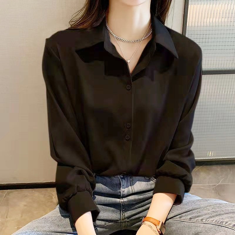 Stella Fashion Women's Fashion Chiffon Shirt Loose clothes, Stacked White Shirt, Bottoming Shirt Casual Plain Basic Blouse For Women-Stella's Fashion