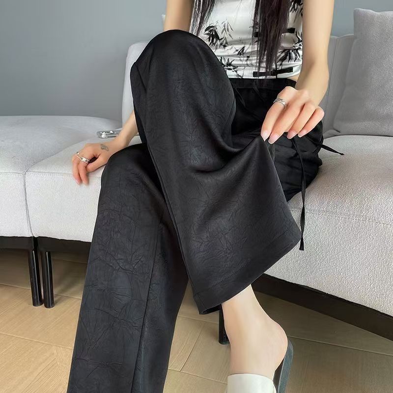 Stella Fashion Women’s Glazed Satin Wide Leg Pants | High Waist Long Trousers | Slimming & Flowing Fit | Summer Fashion Elegant Office Casual
