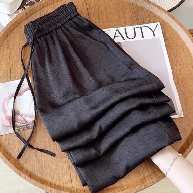 Stella Fashion Women’s Glazed Satin Wide Leg Pants | High Waist Long Trousers | Slimming & Flowing Fit | Summer Fashion Elegant Office Casual