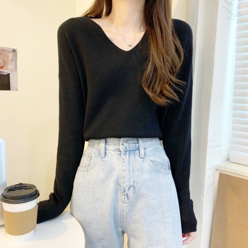 Stella Fashion Korean Style Loose Knit Sweater for Women Relaxed Fit Versatile Outerwear/Layering Top