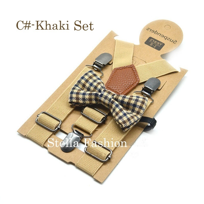 Stella Fashion Suspender Clip-on Braces and Bow Tie Set for Child Kids Party and Wedding 儿童吊裤带+印花领结