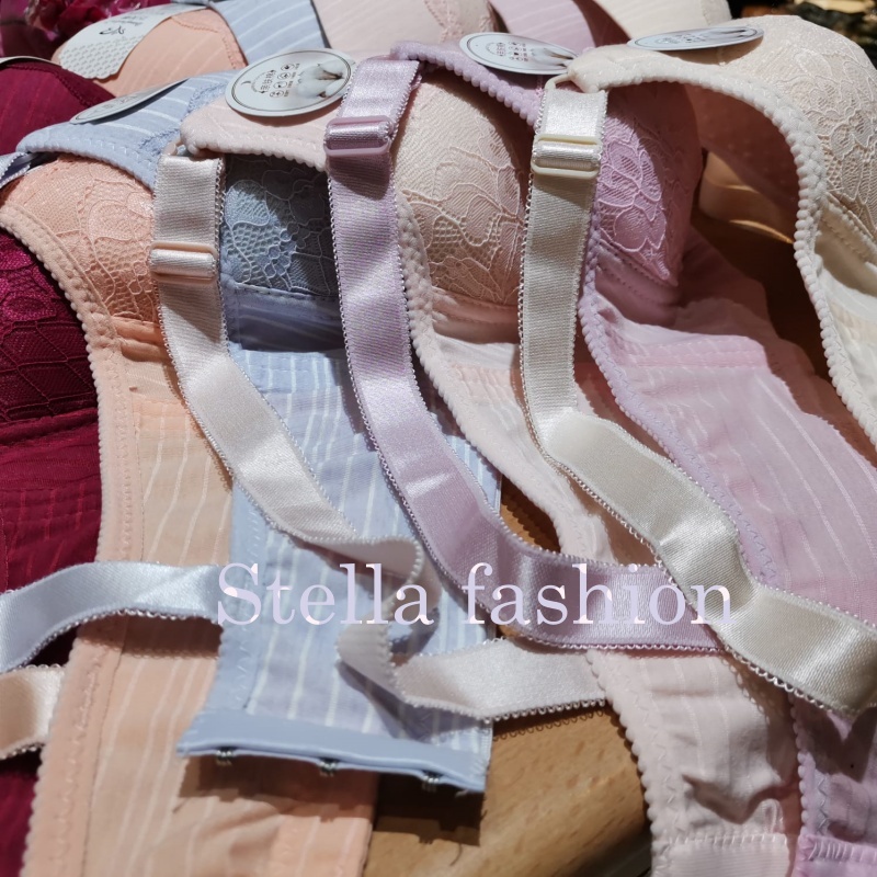 Stella Fashion Pure Cotton New Thin Middle-Aged and Elderly Mother Bra Without Steel Ring Skin-friendly Cotton Super Soft and comfortable Bra