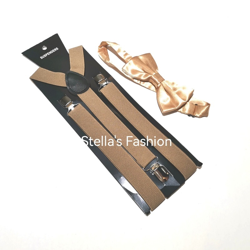 [Stella Fashion] 2.5cm Unisex Men/ Women  Adult Suspenders or Bow Tie Set for Wedding or even