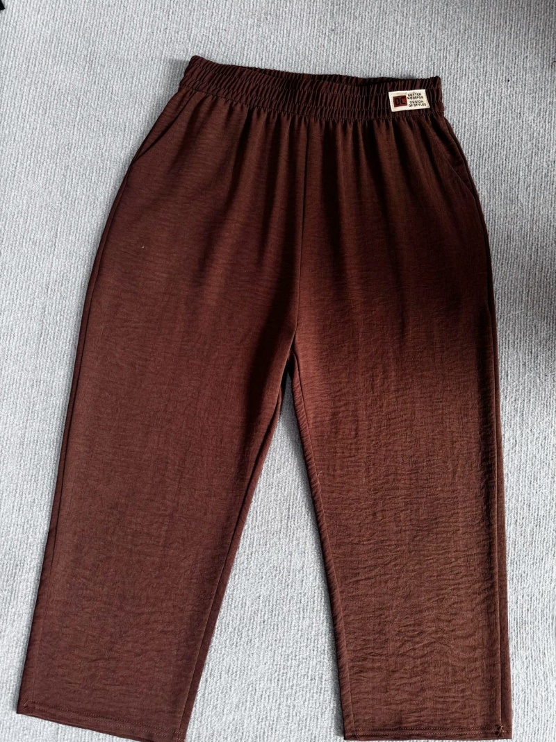 Stella Fashion Middle-Aged and Elderly Women's Pants Ice Silk Mother Pants Women's High Waist loose Stretch Thin Cropped Pants-Stella's Fashion