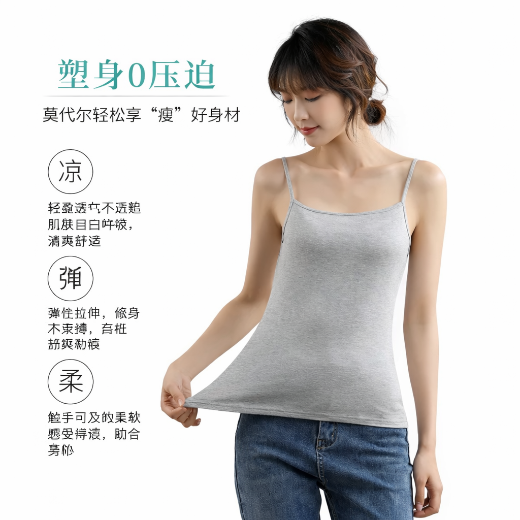 Stella Fashion Women's Tank Tops Camisole MODAL Stretchable Round Neck Singlet 女式背心吊带背心 kamisol rompi wanita