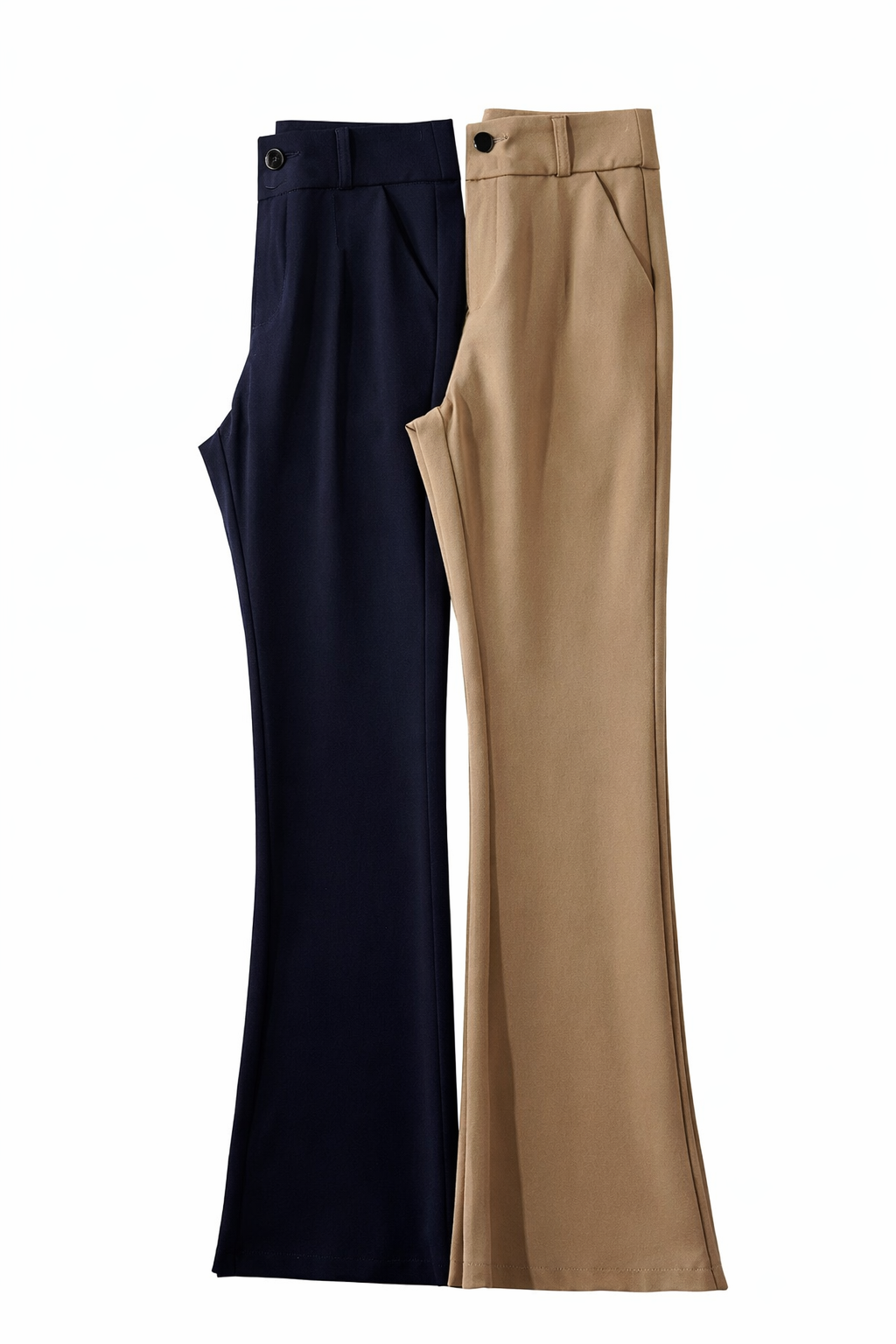 Stella Fashion High Waist Flared Pants – Elegant Commuter Style, Slight Stretch Polyester, Pocket Detail