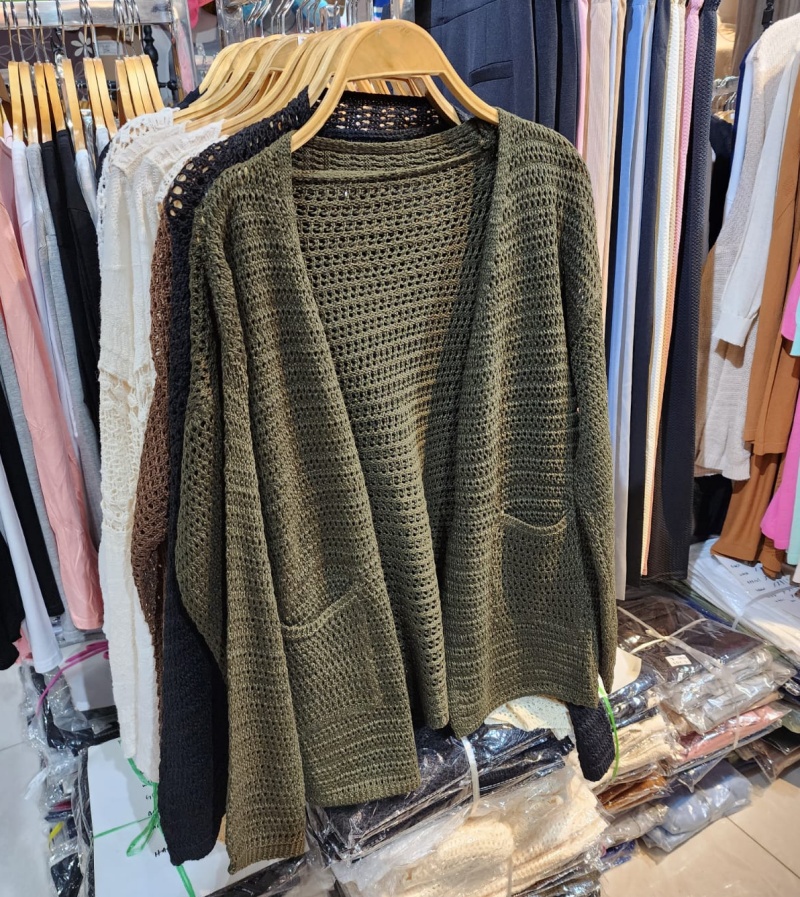 [Stella Fashion] Women's hallow sun protection sweater women thin sling knitted cardigan