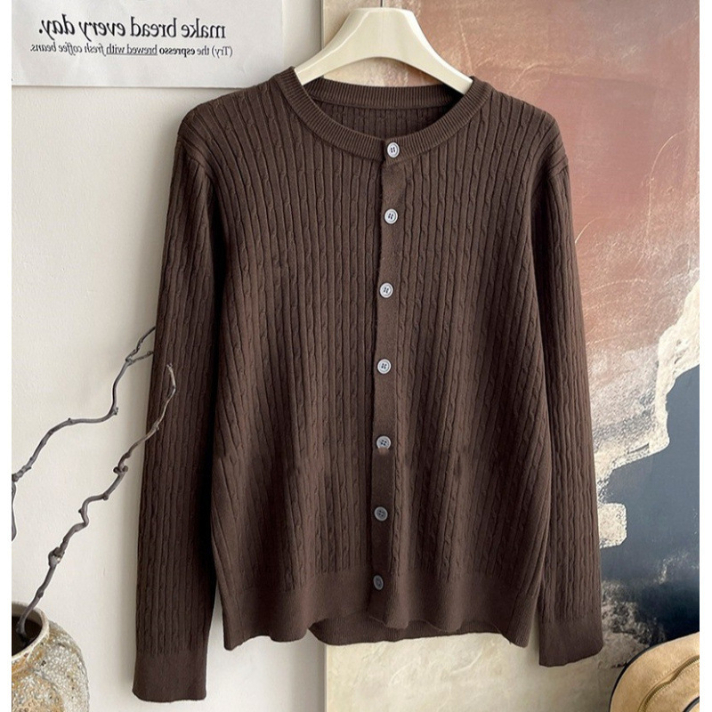 Stella Fashion Elegant Women’s Cardigan l Round Neck l Slim Fit l Long Sleeve l Button Front l Wavy Knit l Office Casual Wear