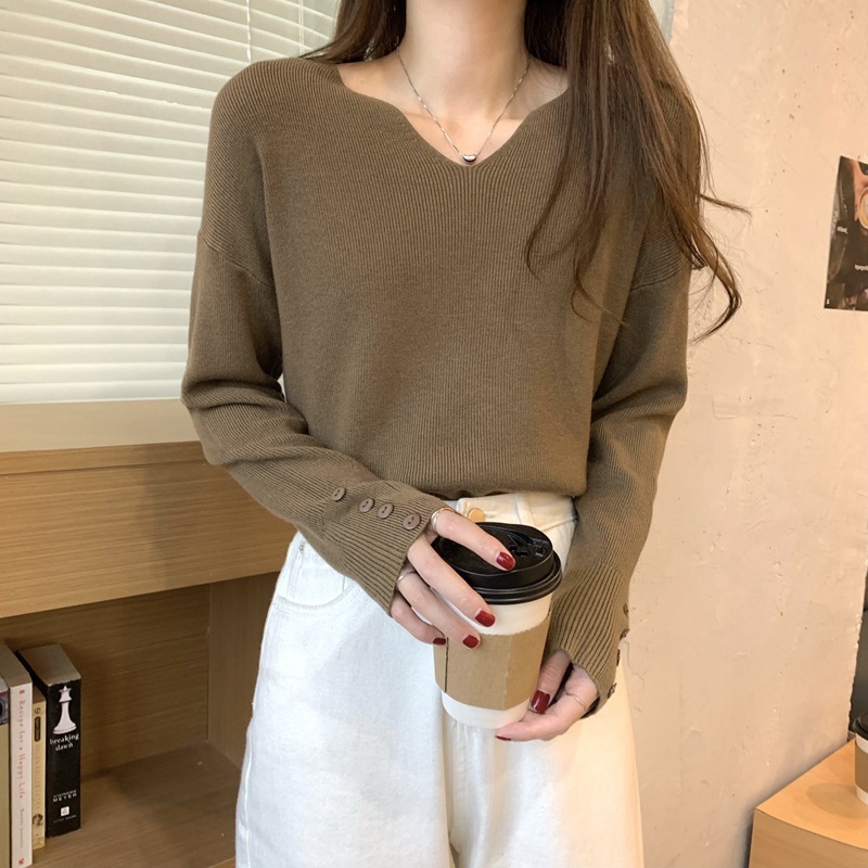 Stella Fashion Korean Style Loose Knit Sweater for Women Relaxed Fit Versatile Outerwear/Layering Top