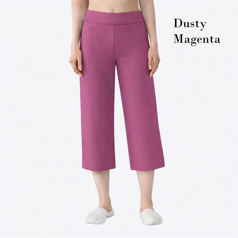Stella Fashion Modal Bamboo Cropped Wide‑Leg Pants – Soft Cooling Fabric, Stretch Waist 26–38″