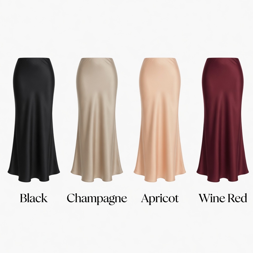 Stella Fashion Muslim New Women's Satin High Waist Slimming Mermaid Fishtail Hip-Wrapping Midi Skirt Bodycon Long Skirt