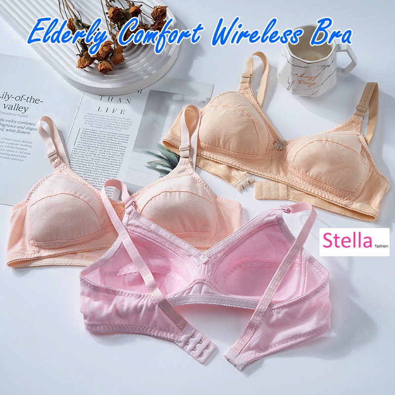 [Stella Fashion] Comfort Wireless Bra for Elderly Women | Soft Cotton Full Cup | Easy Wear & Support
