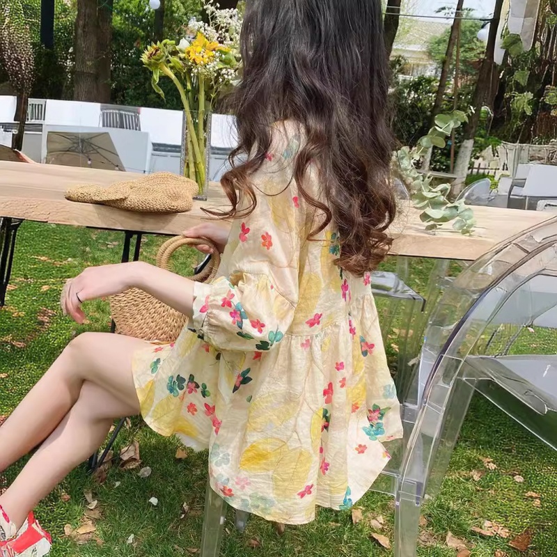 Stella Fashion Women Half Sleeve Loose Plus Size Blouse Fashion Shirts Korean Style bubble Sleeves Flower Pattern Blouse  -Stella's Fashion