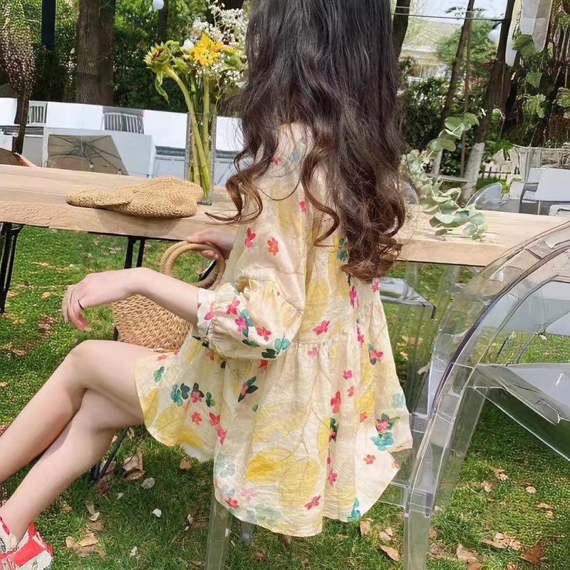 Stella Fashion Women Half Sleeve Loose Plus Size Blouse Fashion Shirts Korean Style bubble Sleeves Flower Pattern Blouse  -Stella's Fashion