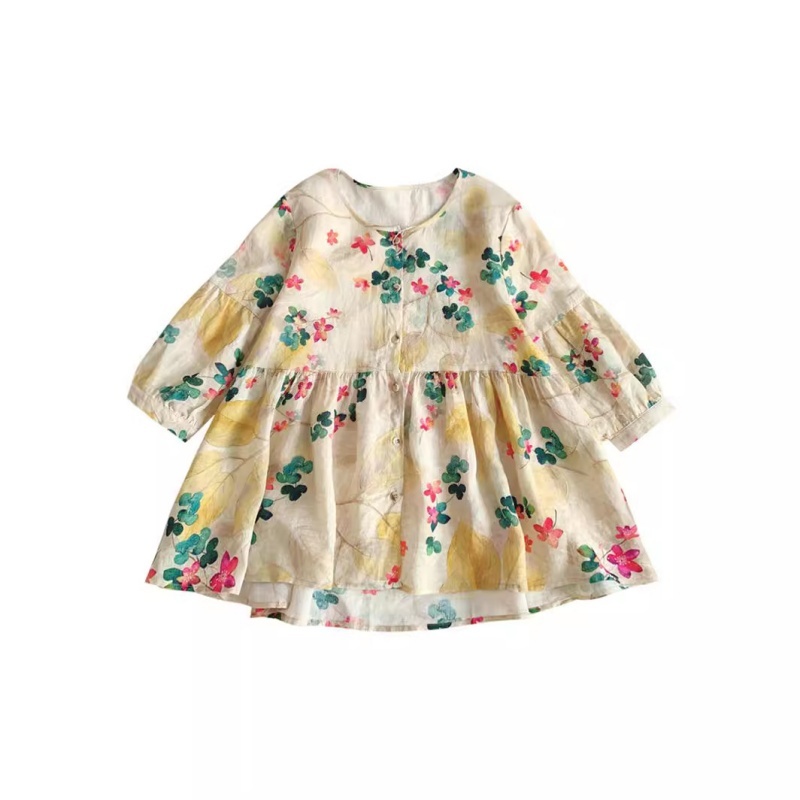 Stella Fashion Women Half Sleeve Loose Plus Size Blouse Fashion Shirts Korean Style bubble Sleeves Flower Pattern Blouse  -Stella's Fashion