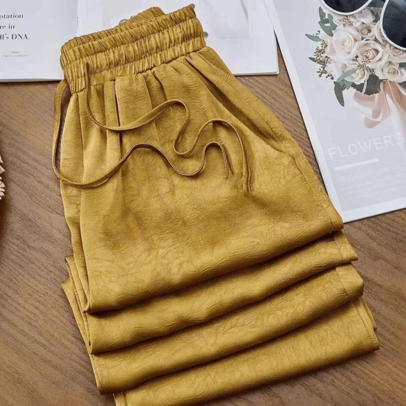 Stella Fashion Women’s Glazed Satin Wide Leg Pants | High Waist Long Trousers | Slimming & Flowing Fit | Summer Fashion Elegant Office Casual