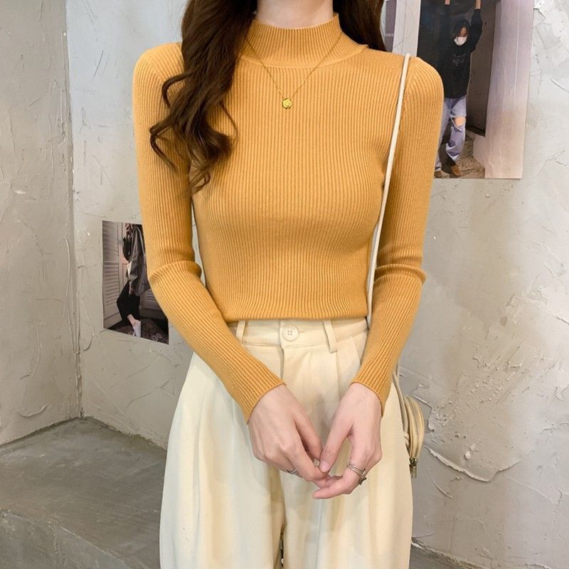 Stella Women's Turtleneck Long Sleeve Casual Bottoming Shirt Autumn And Winter Hedging All-Match slim-fitting T-Shirt