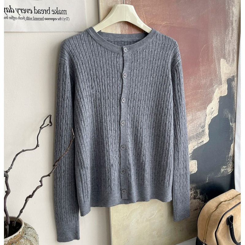 Stella Fashion Elegant Women’s Cardigan l Round Neck l Slim Fit l Long Sleeve l Button Front l Wavy Knit l Office Casual Wear
