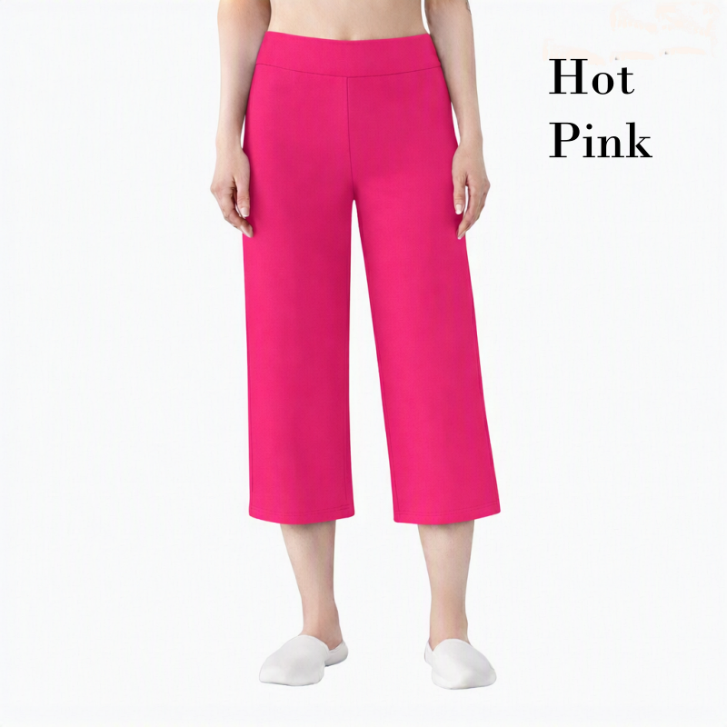 Stella Fashion Modal Bamboo Cropped Wide‑Leg Pants – Soft Cooling Fabric, Stretch Waist 26–38″