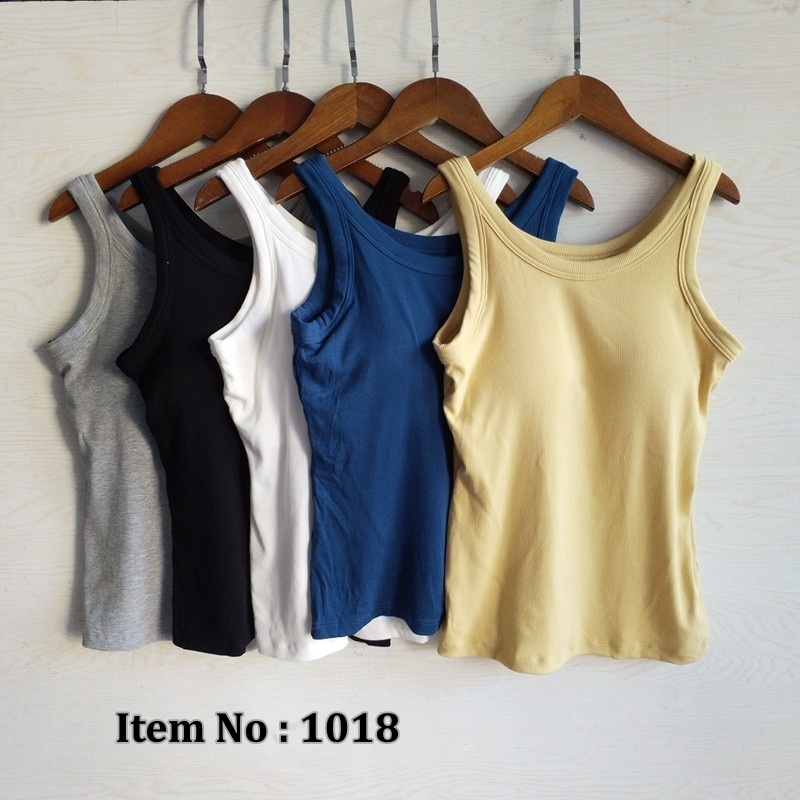 Stella Fashion New Threaded Camisole Women's Chest Pad Integrated Anti-running Light Inner Wear Summer Outer Wear Solid Color Base Top