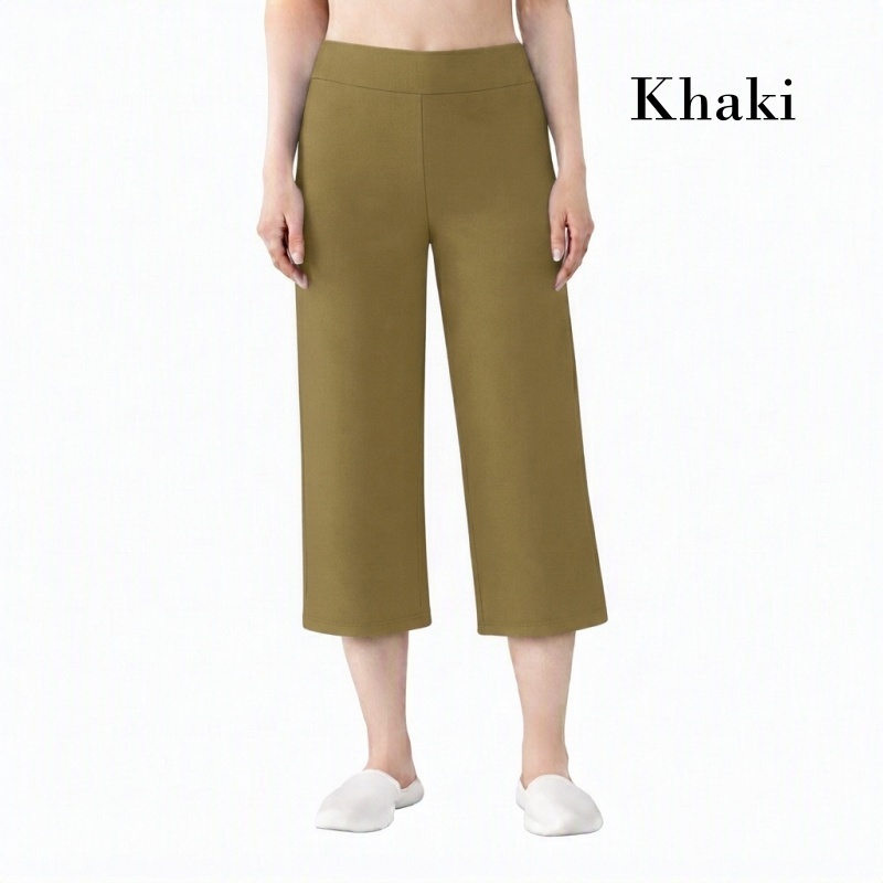 Stella Fashion Modal Bamboo Cropped Wide‑Leg Pants – Soft Cooling Fabric, Stretch Waist 26–38″