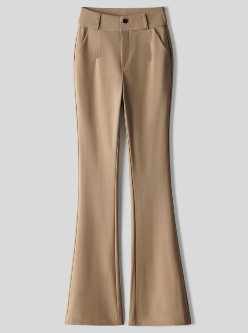 Srella Fashion High Waist Flared Pants – Elegant Commuter Style, Slight Stretch Polyester, Pocket Detail