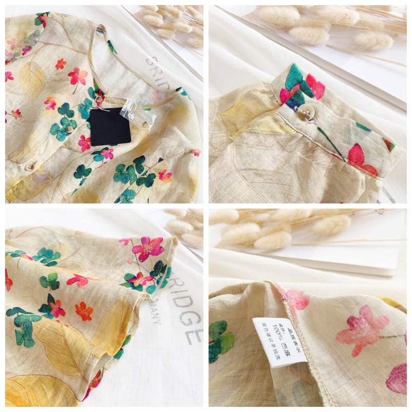 Stella Fashion Women Half Sleeve Loose Plus Size Blouse Fashion Shirts Korean Style bubble Sleeves Flower Pattern Blouse  -Stella's Fashion