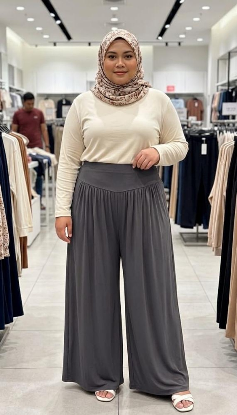 Stella Fashion Ready Stock  Long Pants Muslimah Wear Ladies Long Pant Skirt  Palazzo Pants Plus Size