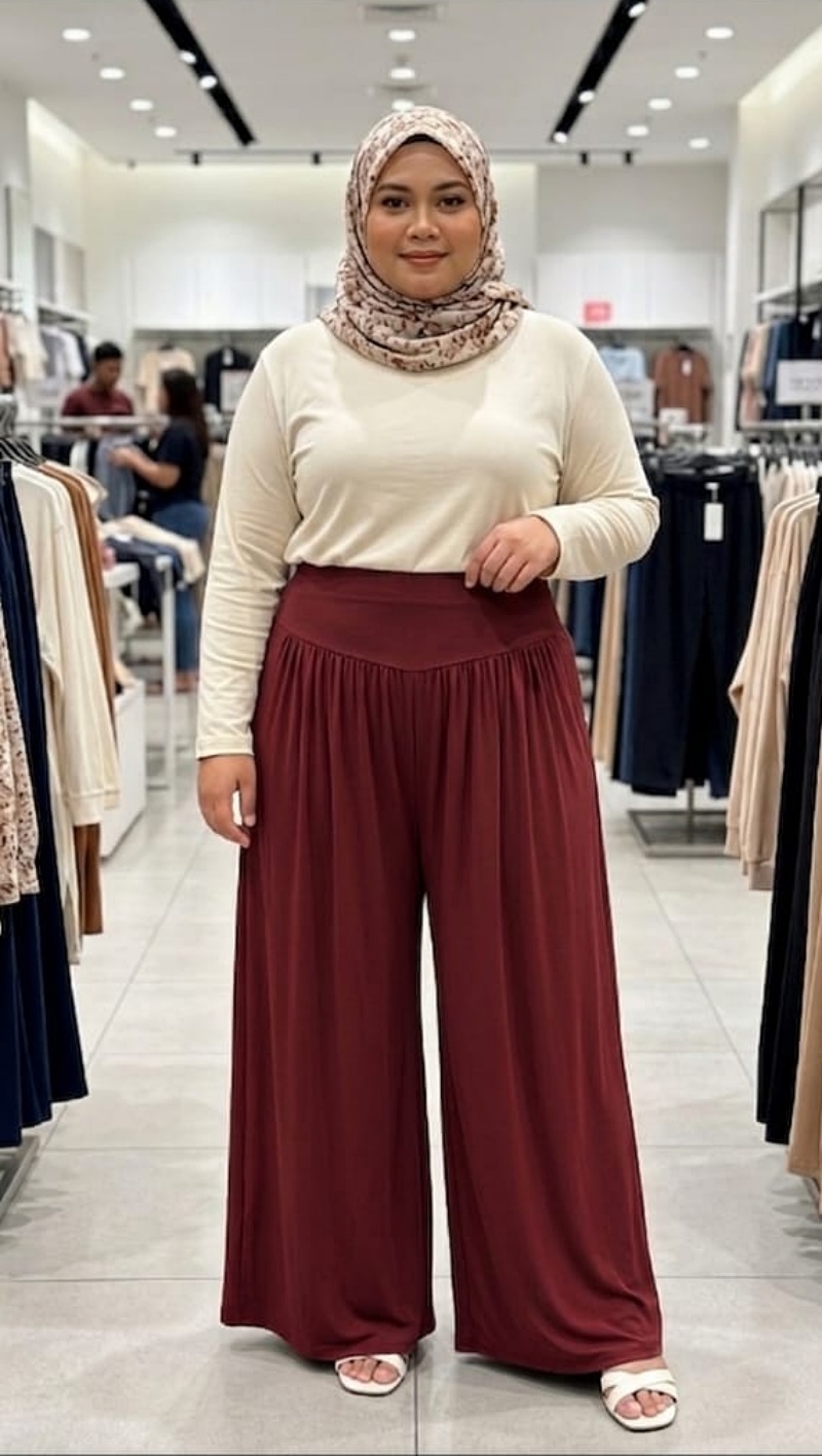 Stella Fashion Ready Stock  Long Pants Muslimah Wear Ladies Long Pant Skirt  Palazzo Pants Plus Size