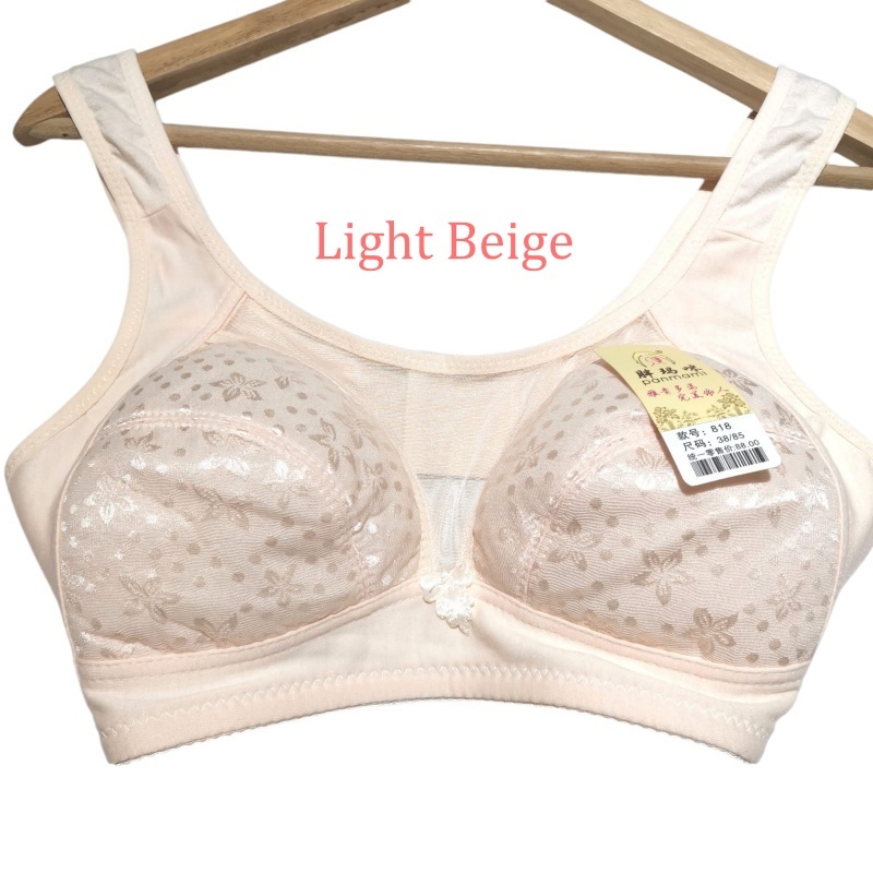 Stella Fashion Middle-aged and elderly bras Cotton underwear No steel ring Large size bras Summer thin section Rear buckle mother underwear