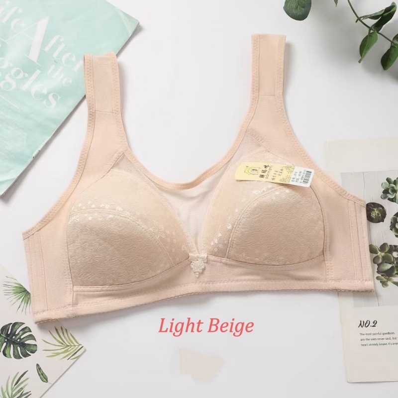 Stella Fashion Middle-aged and elderly bras Cotton underwear No steel ring Large size bras Summer thin section Rear buckle mother underwear