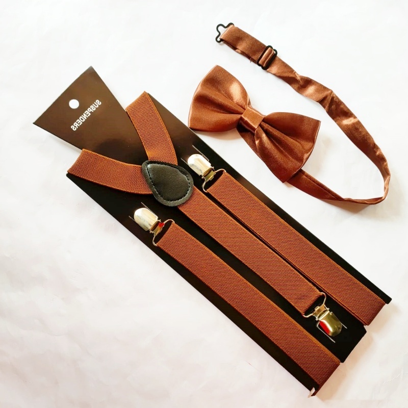 [Stella Fashion] 2.5cm Unisex Men/ Women  Adult Suspenders or Bow Tie Set for Wedding or even