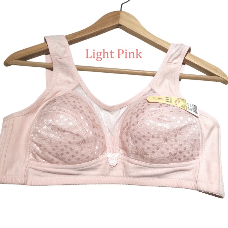 Stella Fashion Middle-aged and elderly bras Cotton underwear No steel ring Large size bras Summer thin section Rear buckle mother underwear