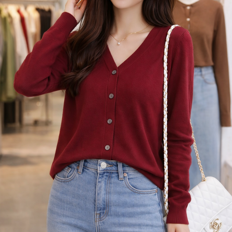 [Stella Fashion] Long Sleeve Cardigan for Ladies Working in the aircon Room 95% Cotton