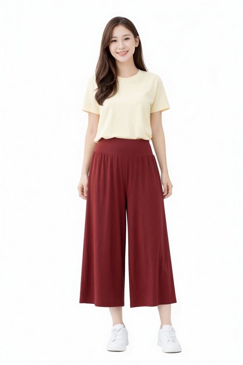 Stella Fashion women High Waist Wide-leg Straight Pants Summer Casual Loose yoga Stretch Trouser Modal cotton loose pant