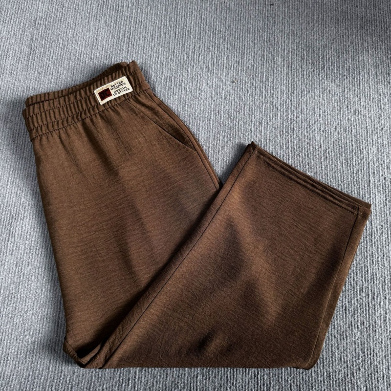 Stella Fashion Middle-Aged and Elderly Women's Pants Ice Silk Mother Pants Women's High Waist loose Stretch Thin Cropped Pants-Stella's Fashion