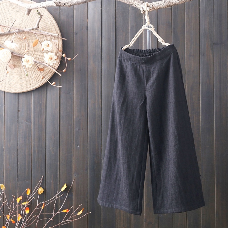 Stella Fashion Women’s Linen Wide-Leg Pants | 9/10 Length High Waist Loose Fit | Plus Size Casual Pants | Lightweight & Chic Style