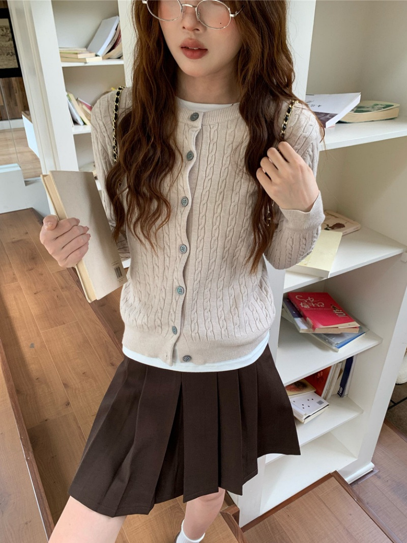 Stella Fashion Elegant Women’s Cardigan l Round Neck l Slim Fit l Long Sleeve l Button Front l Wavy Knit l Office Casual Wear