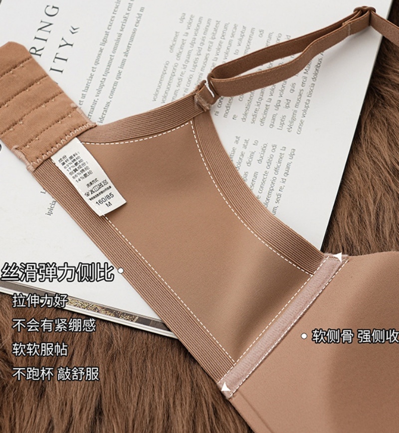 Women's Small Breasts Gathered Up Anti-Sagging Comfortable and Breathable Bra Without Steel Ring Thin Cup Seamless Underwear