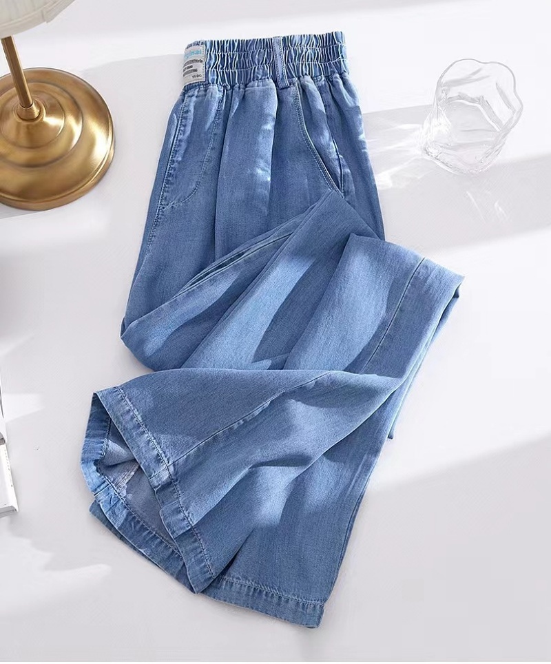 Stella Fashion Women High Waist Wide Leg Denim Pants Summer Thin Straight Loose Casual Office Jeans Plus Size