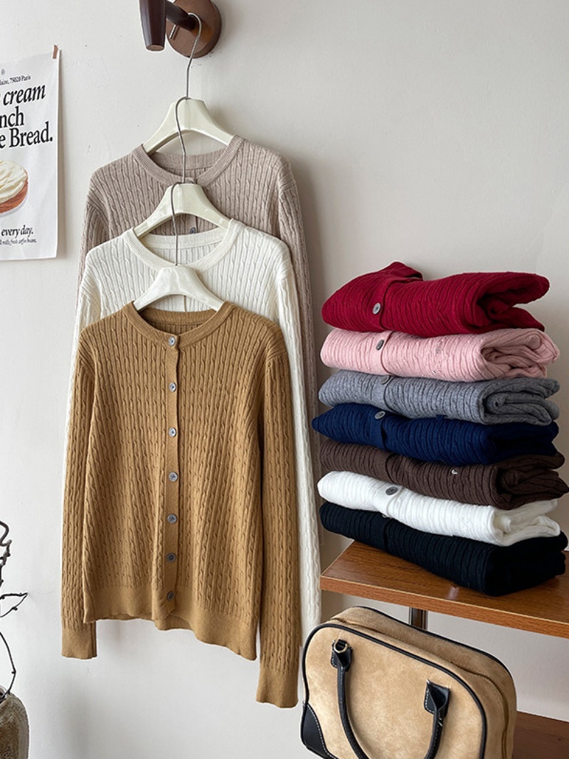 Stella Fashion Elegant Women’s Cardigan l Round Neck l Slim Fit l Long Sleeve l Button Front l Wavy Knit l Office Casual Wear