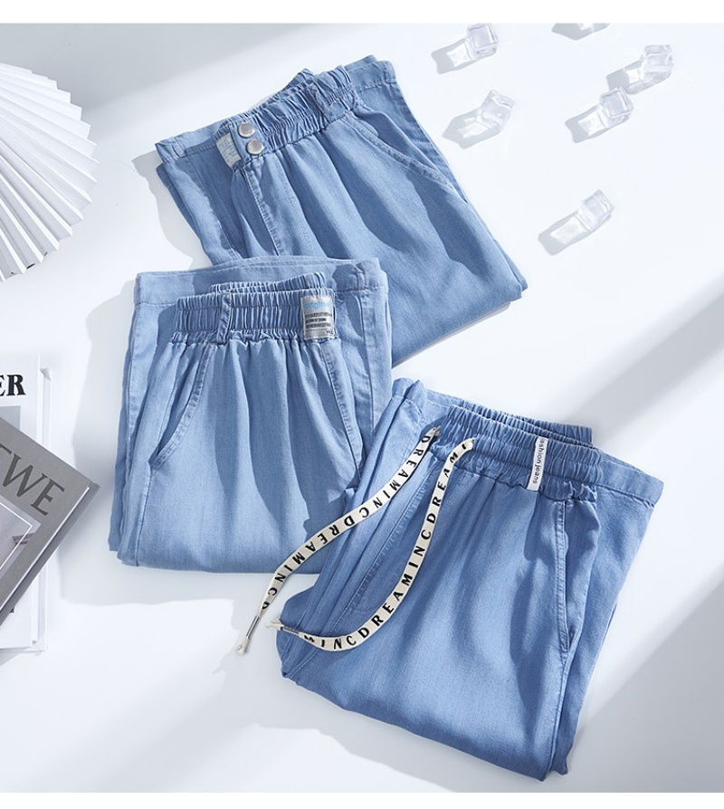 Stella Fashion Women High Waist Wide Leg Denim Pants Summer Thin Straight Loose Casual Office Jeans Plus Size